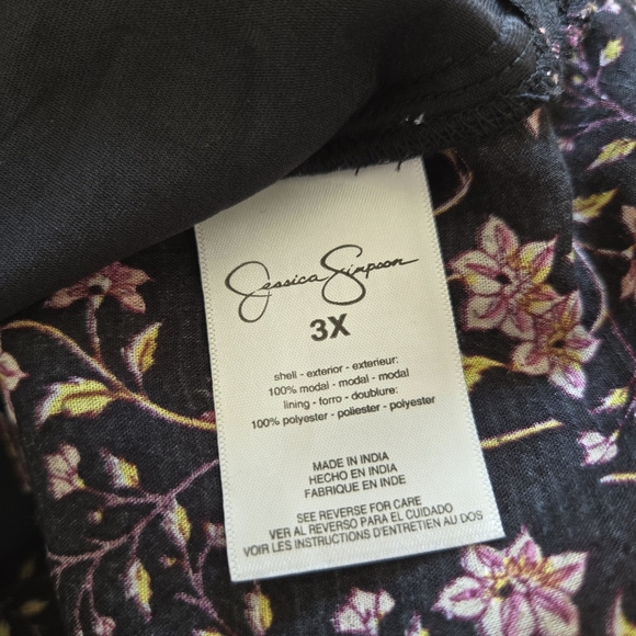 Jessica Simpson Blouse Size 3x Dark Floral Popover Black Pink Whimsigoth Fairy - Picture 4 of 12